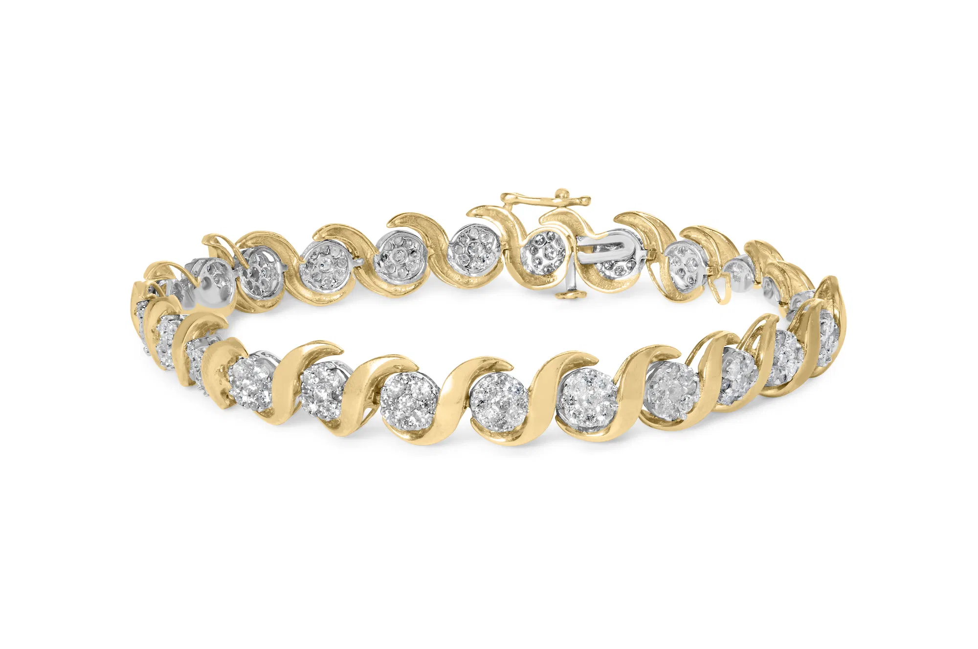 10 Karat Gelbgold 4,00 Cttw Round-Cut Diamond Floral Link 7,5