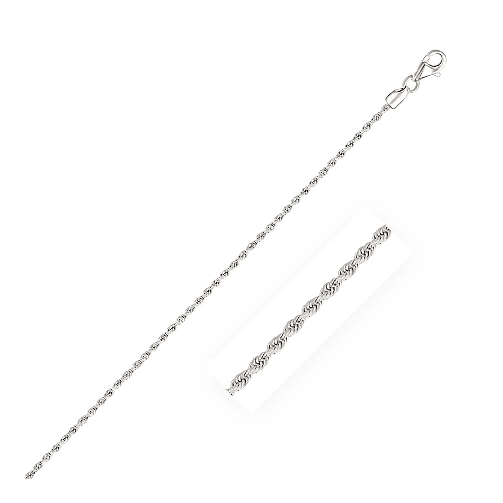 2,0 mm 14 Karat Weißgold Solid Diamond Cut Rope Armband