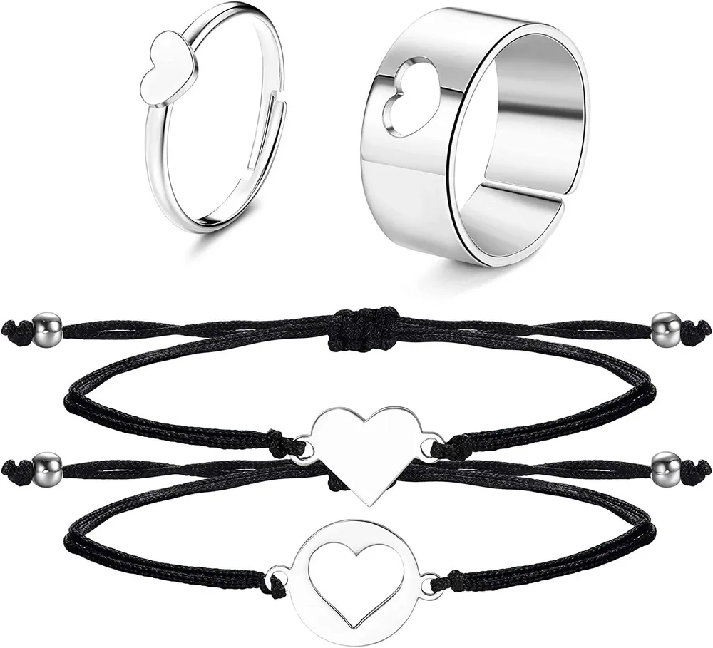 Seil geflochtenes Paar Armbänder einstellbares Paar Ringe Sonne und Mond Ringe Passendes Armband Valentinstag Geschenk für Freund Freund Freund Frau Männer Ihn und Sie