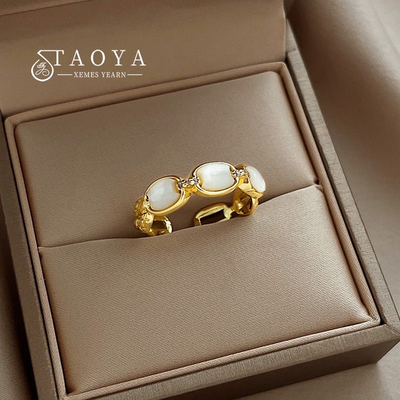 2022 Neuer Design-Sensein Shell Eingezogen Kettenform Metall Open Ring Koreanische Mode Schmuck Party Damen Luxus Finger Accessoires
