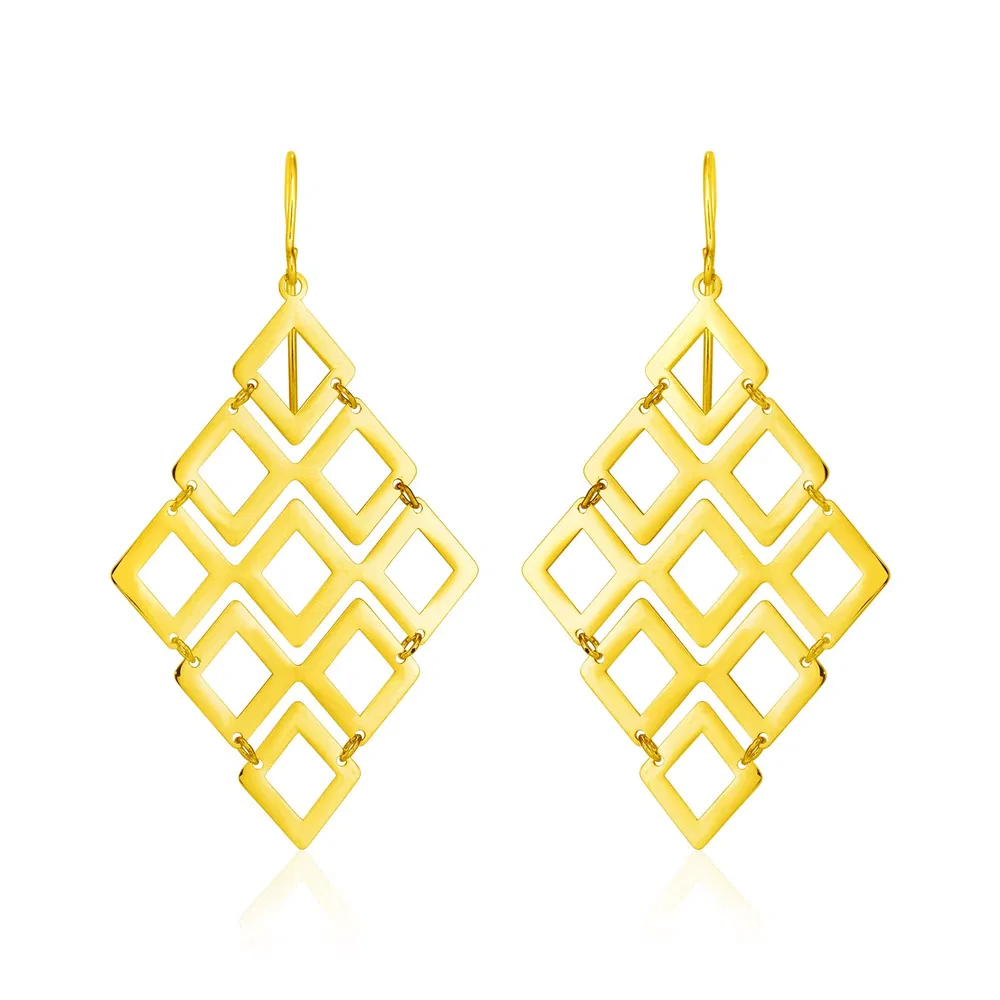 14 - Karat-Gold - Ohrringe mit polierten offenen Diamantenmotiven