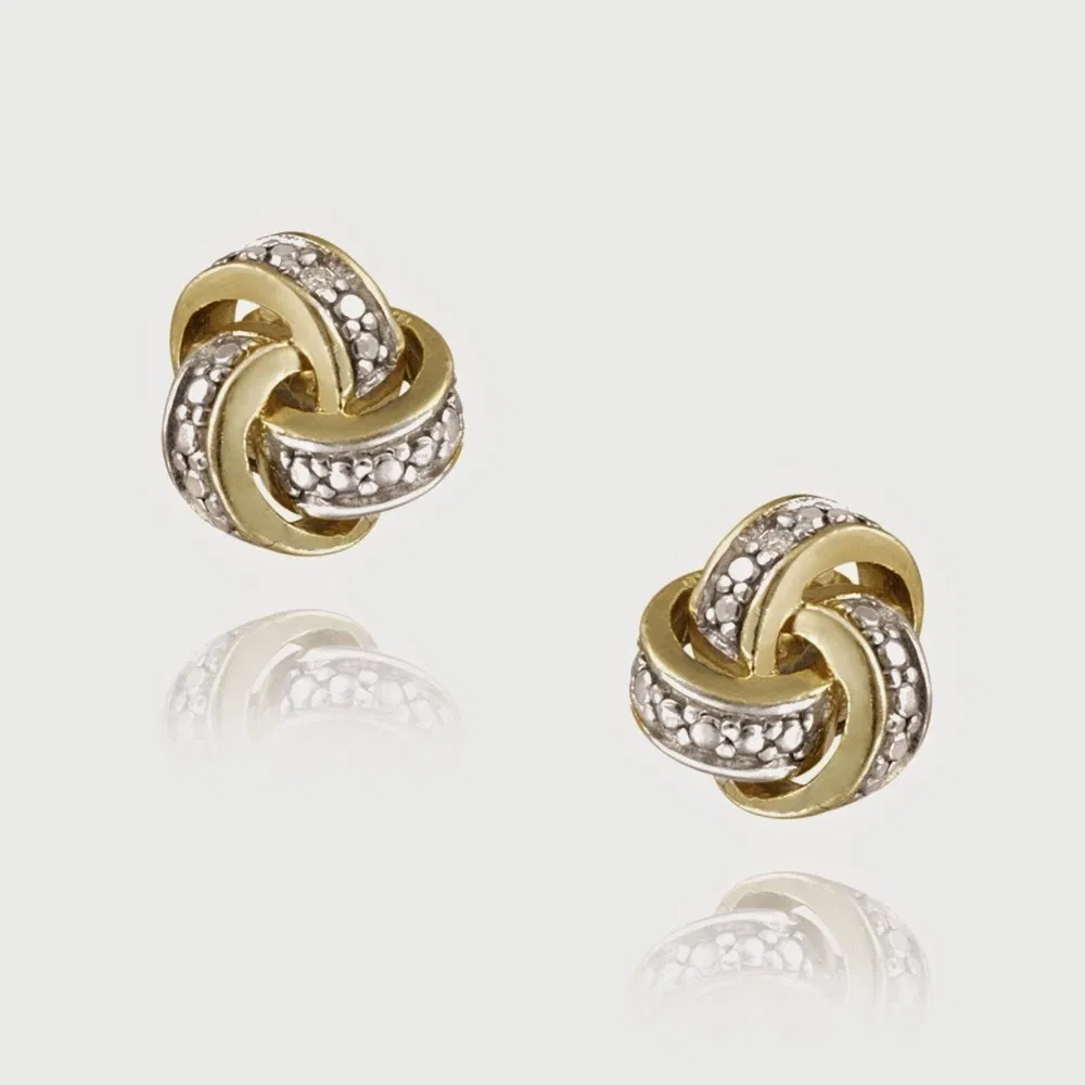 18K Gold Plated Diamond Accent Love Knot Ohrringe