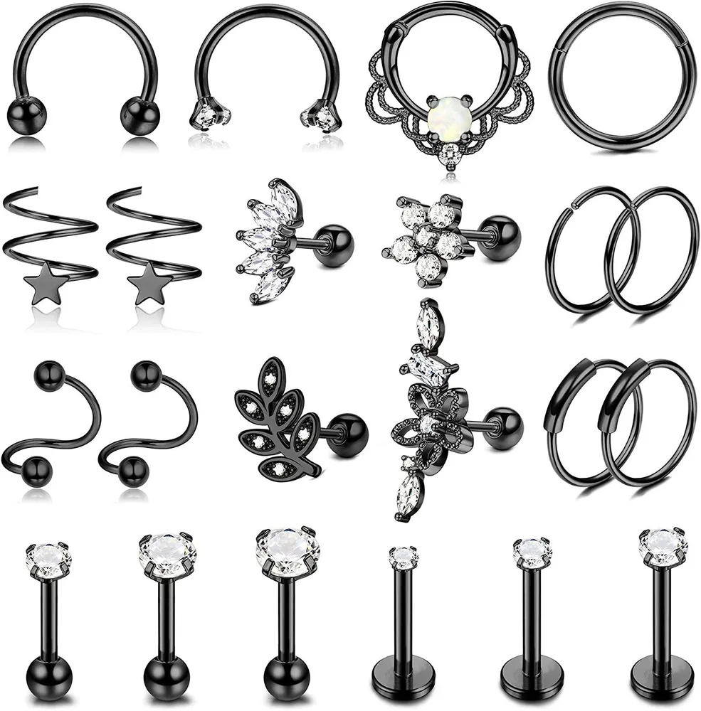 16G Knorpel-Ohrringe Hoop Studs CZ Vorwärts Helix Piercing Labret Tragus Stud Ohrringe Knorpel Helix Ohrringe Hoop Rook Daith Conch Piercing Jewelry
