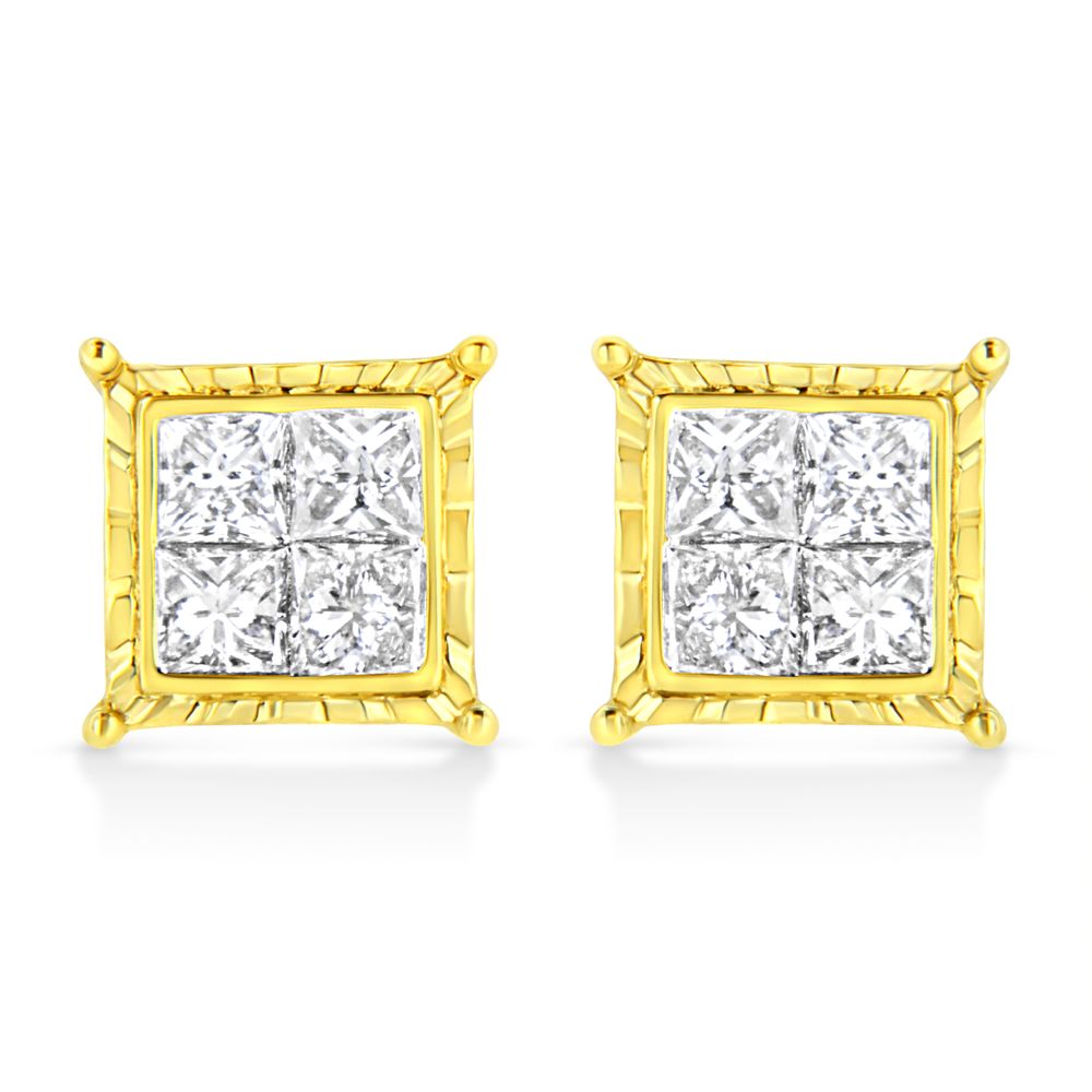 14K Weißgold 1.0 Cttw 4 - Prong-Set Brilliant Round-Cut Solitaire Lab Grown Diamond Push Back Stud Ohrringe (E-F Farbe, VVS2 - VS1 Klarheit)