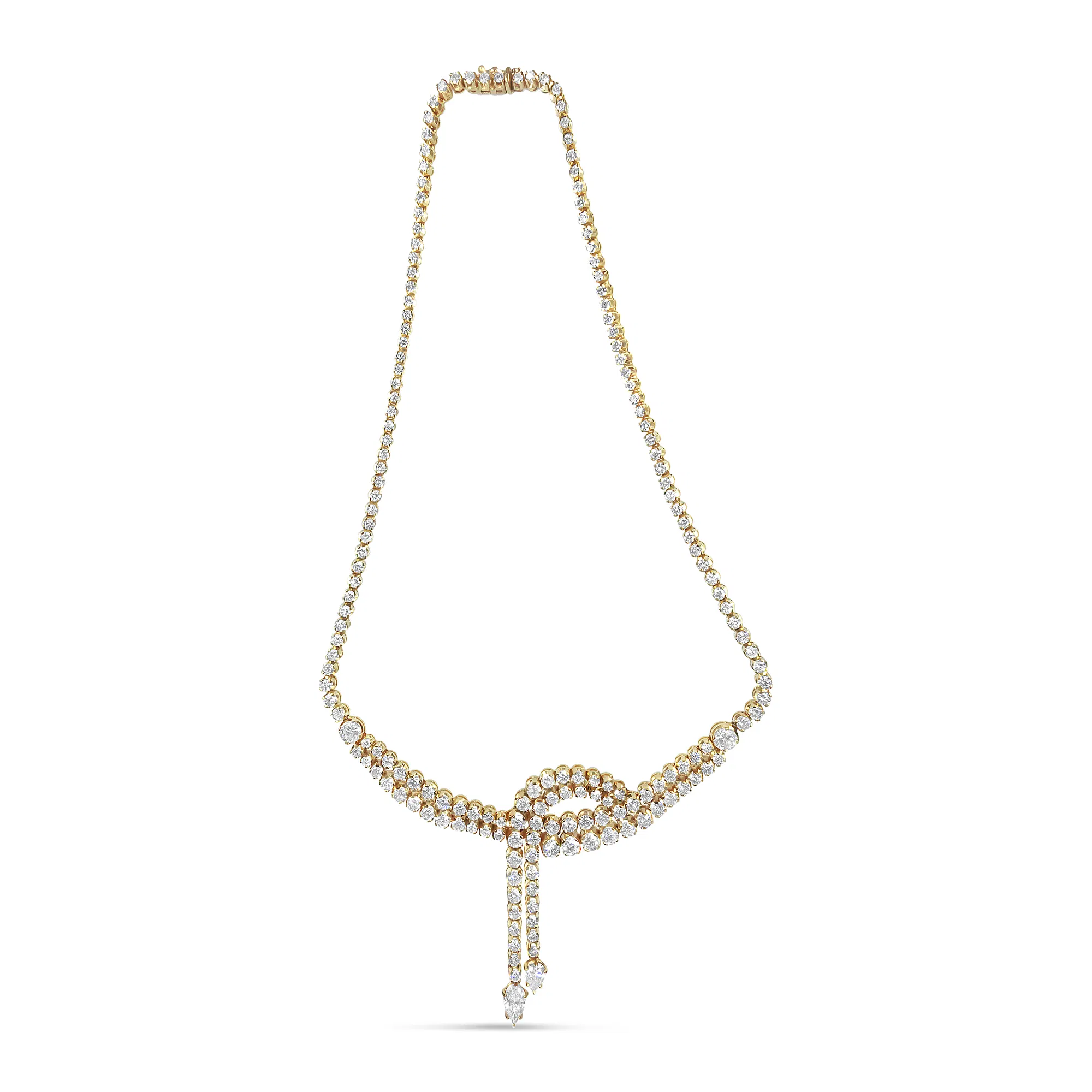 14 Karat Gelbgold 17,0 Cttw Diamant Doppelreihe Lariat 18