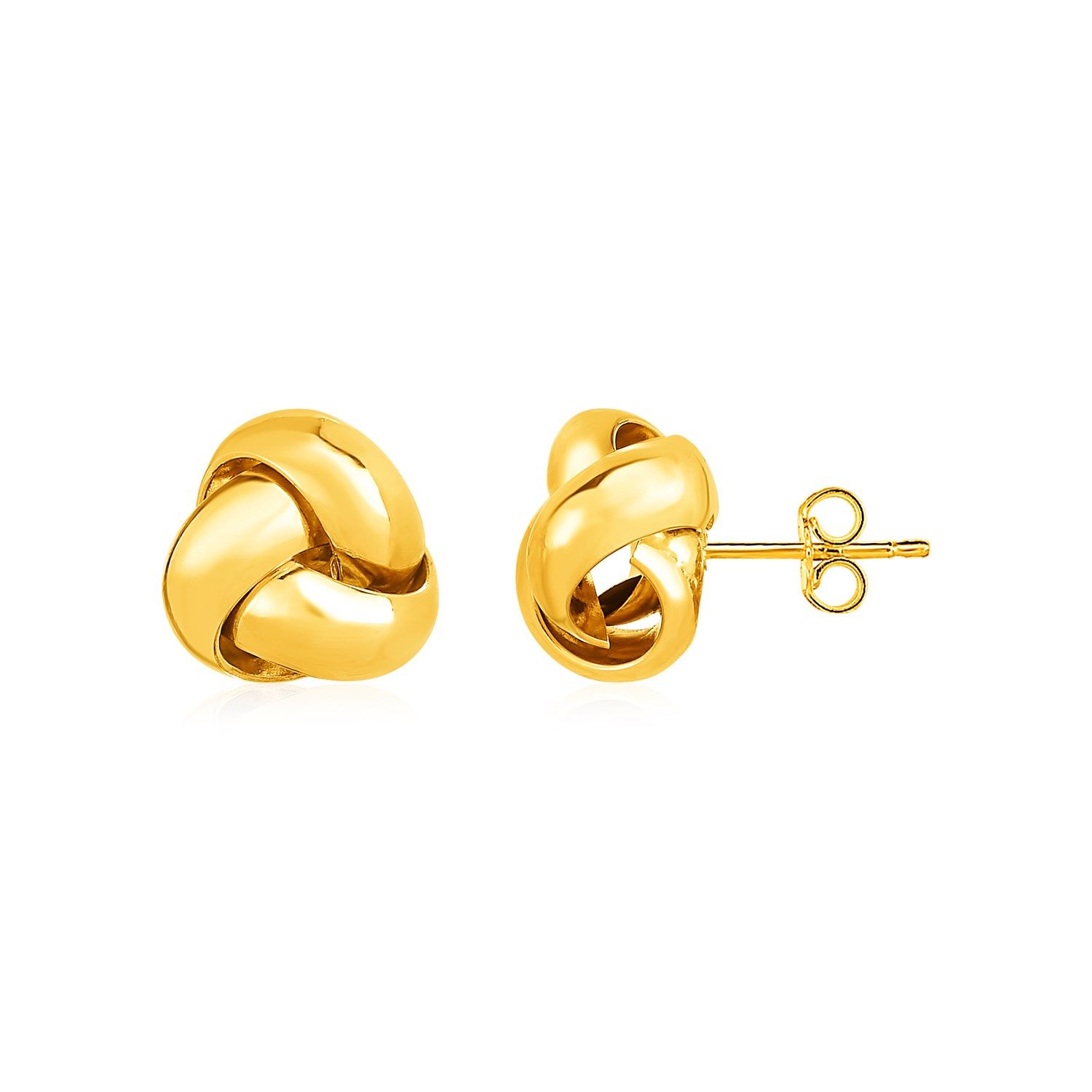 Polierte Love Knot Post Ohrringe in 14 Karat gelbem Gold