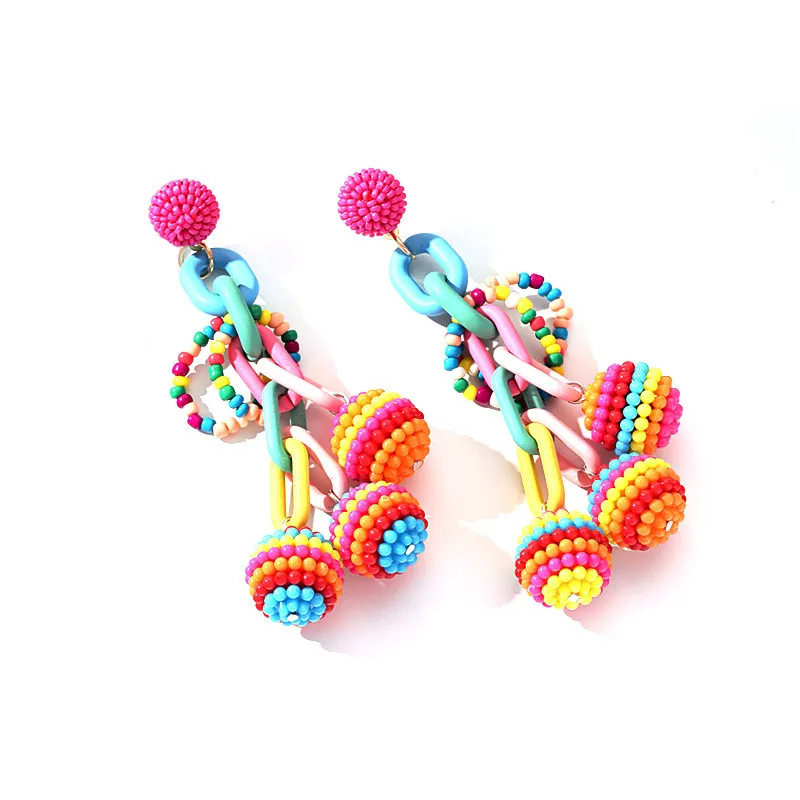 Frauen Mode Candy Farbe Pflaumen Ball Ohrringe