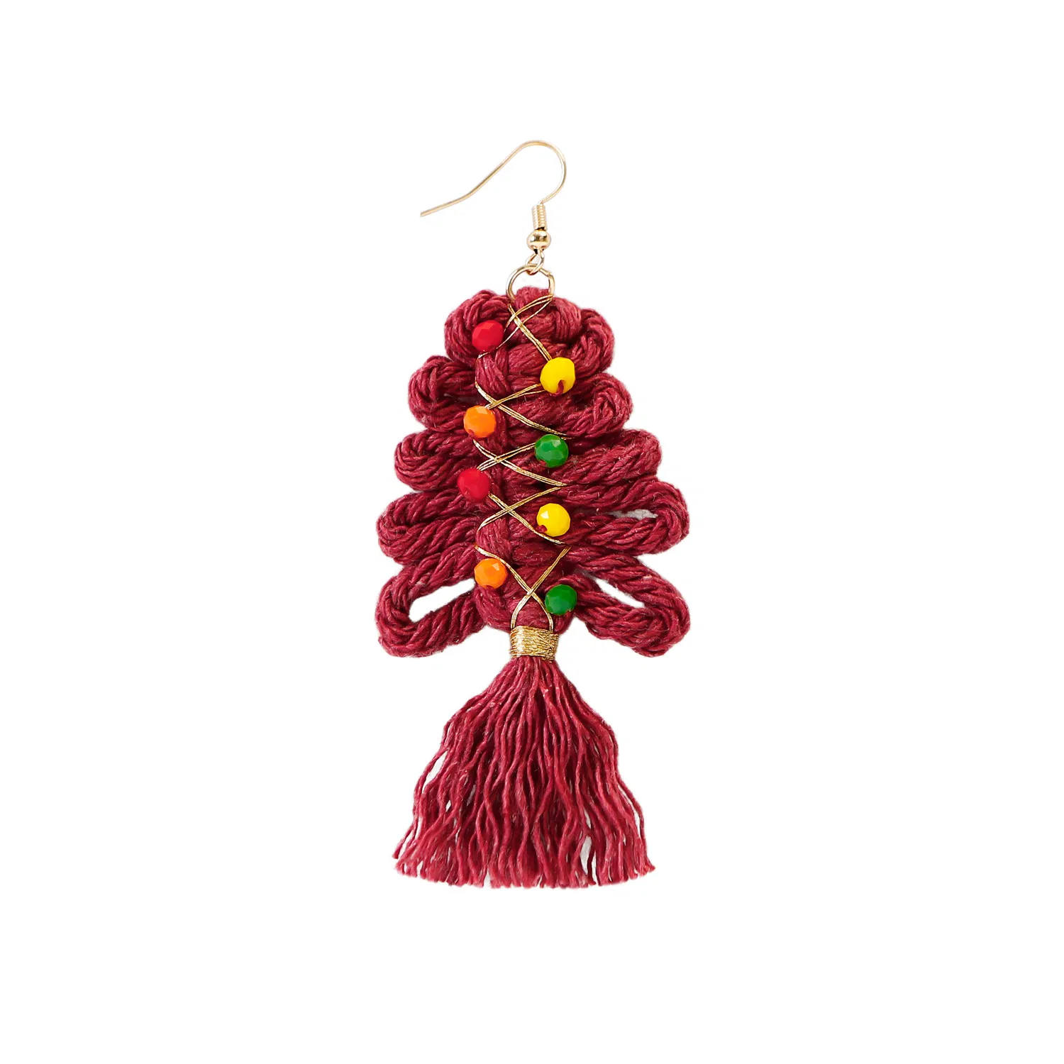 Handgewebte Weihnachts-Tassel - Ohrringe Damen europäische und amerikanische Kristall-Vintage - Ohrringe Ethnische Minderheit Weihnachtsbaum Ohrringe