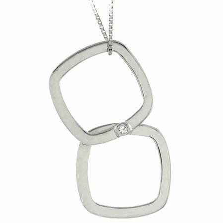 Sterling Silber simuliert Diamant cz Cube Square Anhänger Halskette