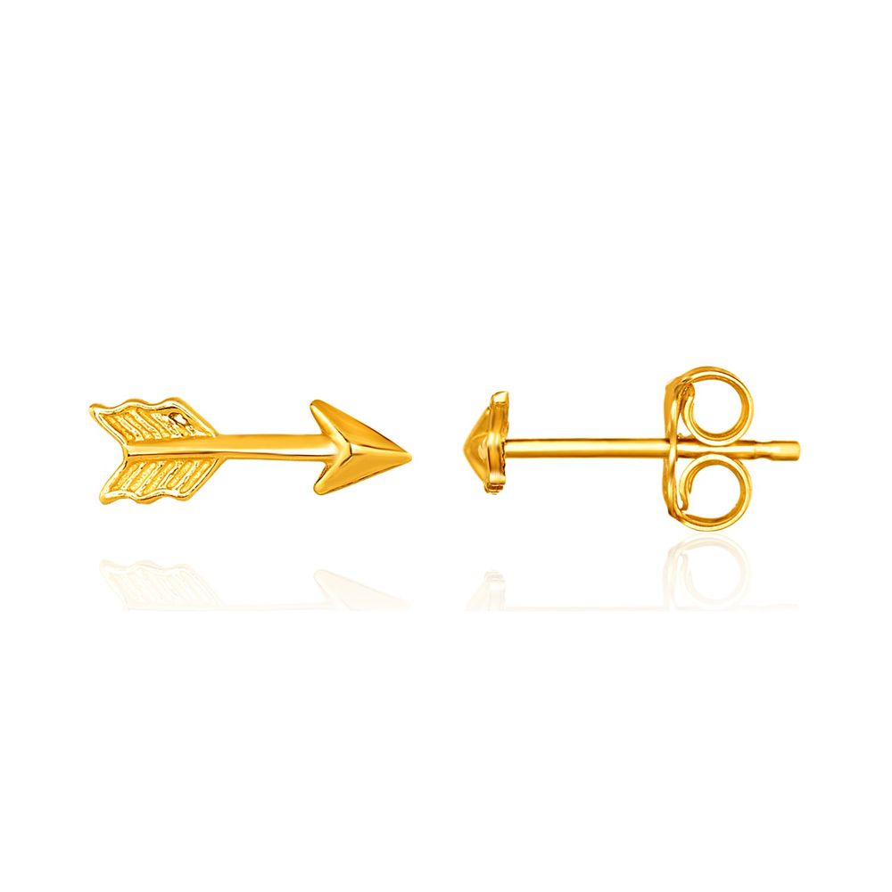 14 Karat Gelbgold Single Post Ohrring mit texturisiertem Pfeil