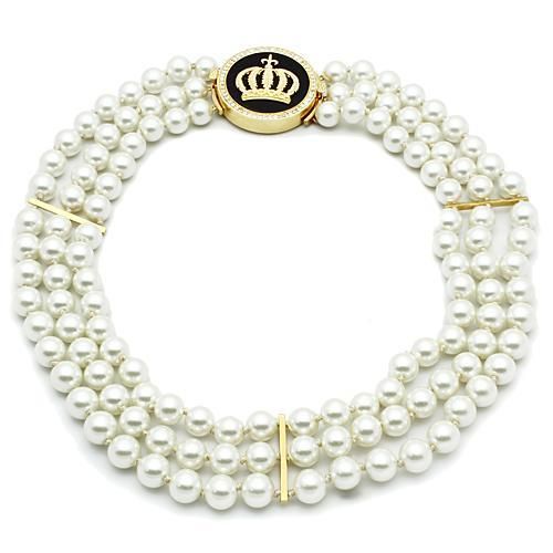 LO2644 - Gold-Messing - Halskette mit Halb-Edel - Onyx in Jet