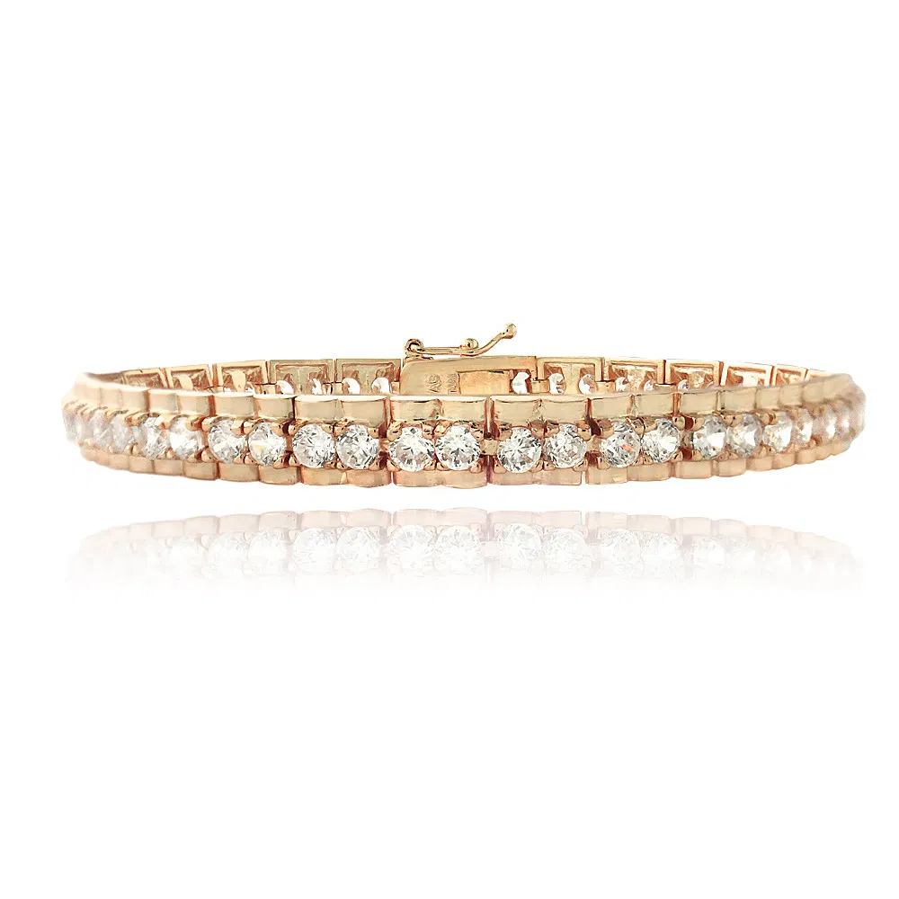 18 Karat Rose Gold Plated 6ct CZ Studded Tennis Armband