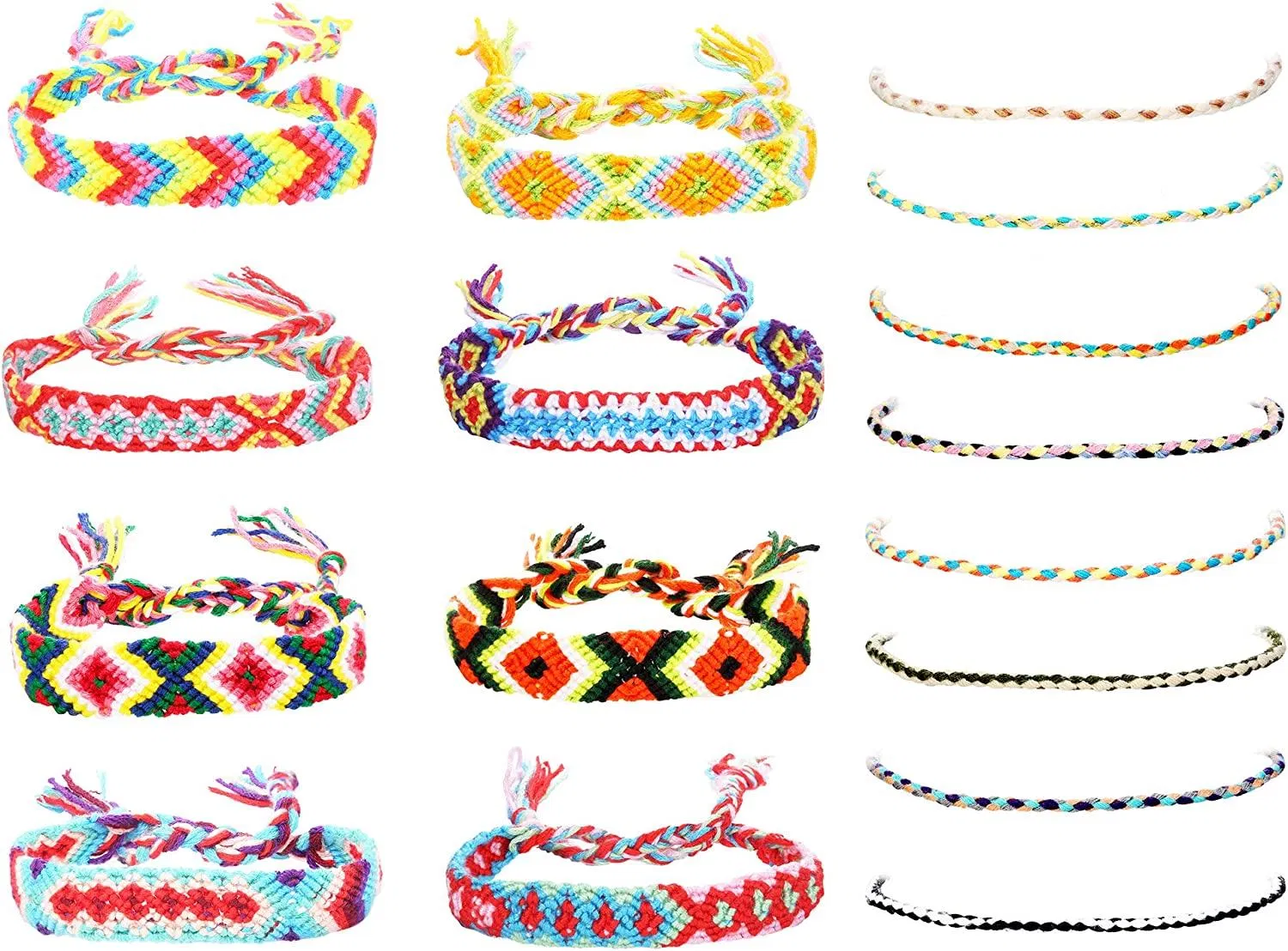 16PCS Freundschaft geflochtenes Armband für Frauen Handgemachte farbenfrohe Wrap-Armband Böhmen Gewebe Ankleck-Armband Haar-Accessoires