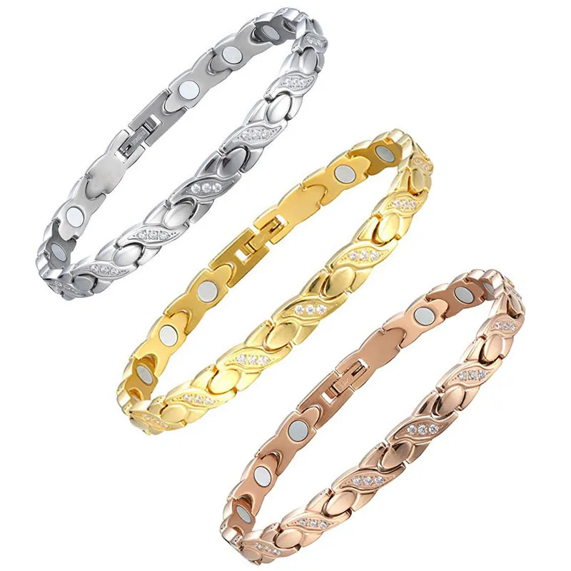 Titanium Germanium Magnet Armband gekreuzte CNC Zirkon
