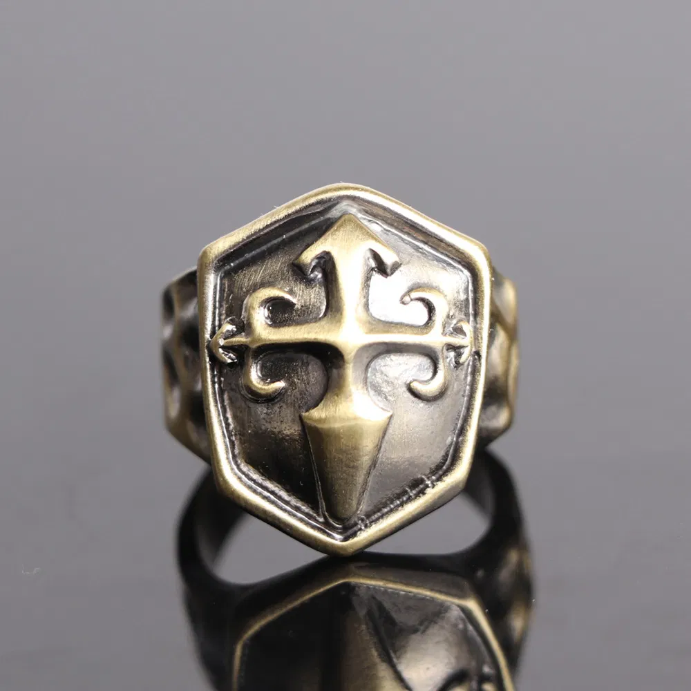 Männer Punk Vintage Cross Shield Hoop Gothic Ring