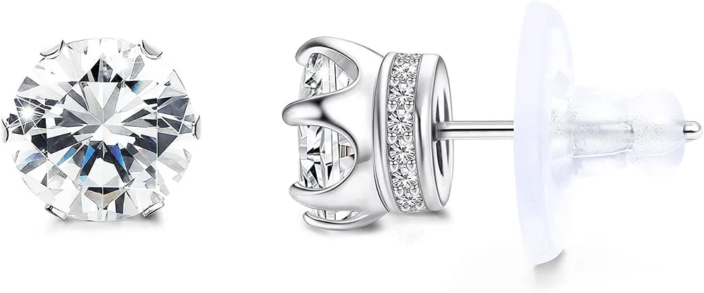 14K Gold Plated 925 Sterling Silber Stud Ohrringe für Frauen Männer Hypoallergen Cubic Zirkonia Stud Ohrringe