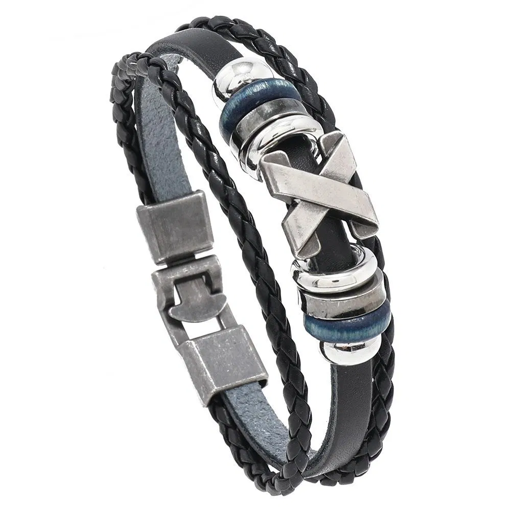 Personalisierte Trend X-Type Accessoires Perlen Armband Herren Retro und einfaches Paar von Hauthandkulär Armband Schmuck