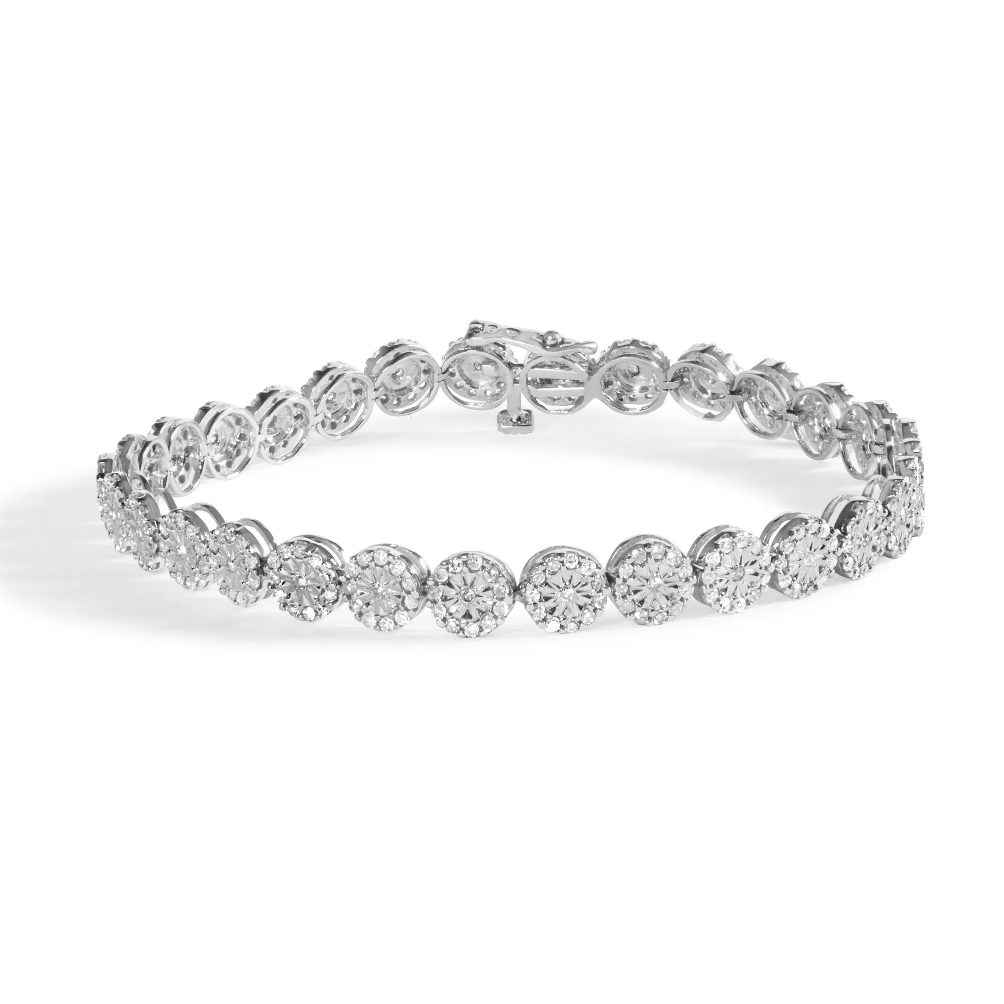 Halo 14 Karat Weißgold 2,00 Cttw Diamant Link Tennis Armband (H-I Farbe, I1 - I2 Klarheit)