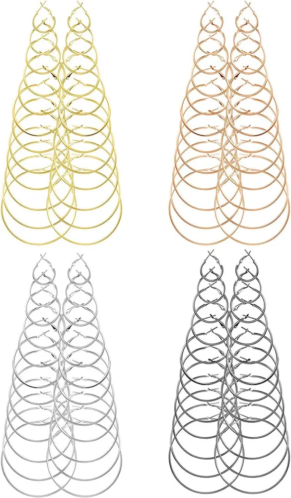 Big Hoop Ohrringe für Frauen Mädchen Hoop Ohrringe Set Gun Plated Large Hoop Ohrringe