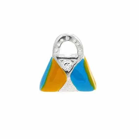 Sterling Silber Gelb und hellblau Enamel Designer Mode Tasche Handtasche Charme