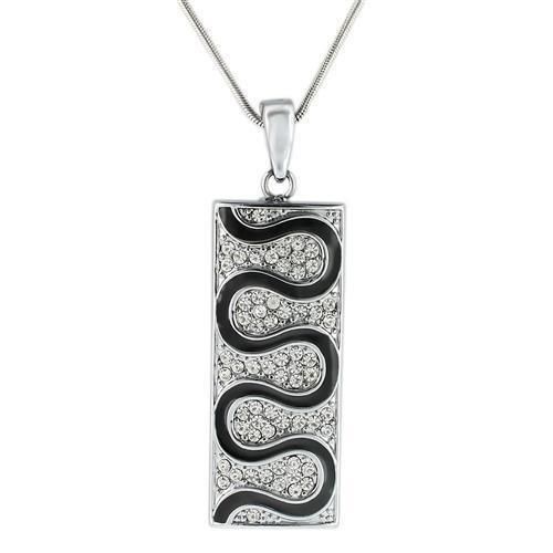 LO1182 - Rhodium Brass Anhänger mit Top-Grade - Kristall in Clear