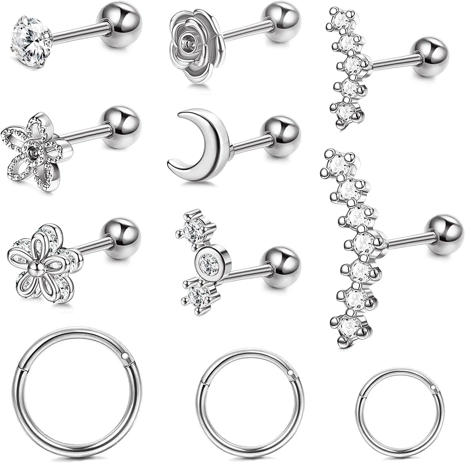 16G Knorpel-Ohrring - Schleife für Frauen Helix Piercing Conch-Stapel - Knorpel-Schleife - Ohrringe Set Edel Ohr-Piercing - Schmuck