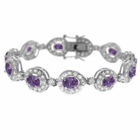 Aristokratisches Sterling Silber simuliert Diamant und Amethyst cz Tränentropfen Tennis Armband