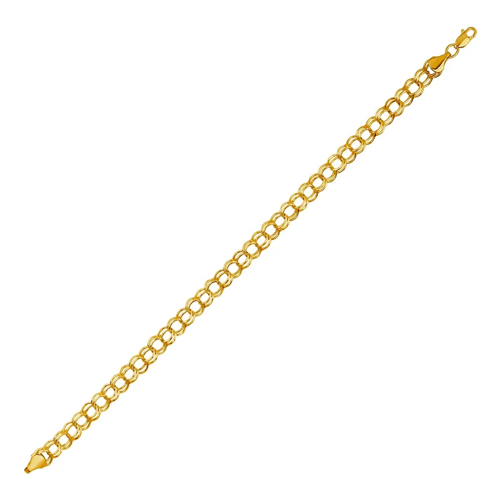Doppel verriegeltes Link-Armband in 10 Karat gelbem Gold