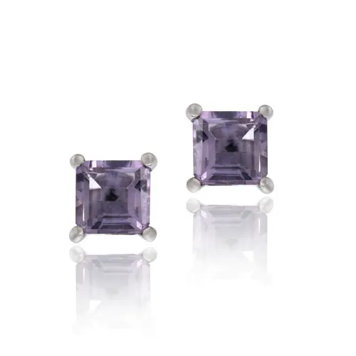 Sterling Silber 1,10ct. Amethyst 5mm Square Stud Ohrringe