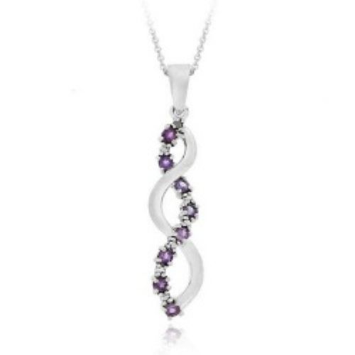 Sterling Silber Amethyst & Diamant Infinity Anhänger