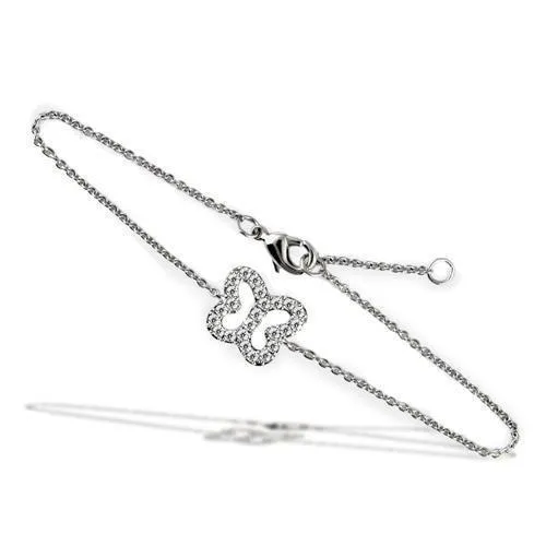 3W070 Rhodium Brass Armband mit AAA-Klasse CZ in Clear