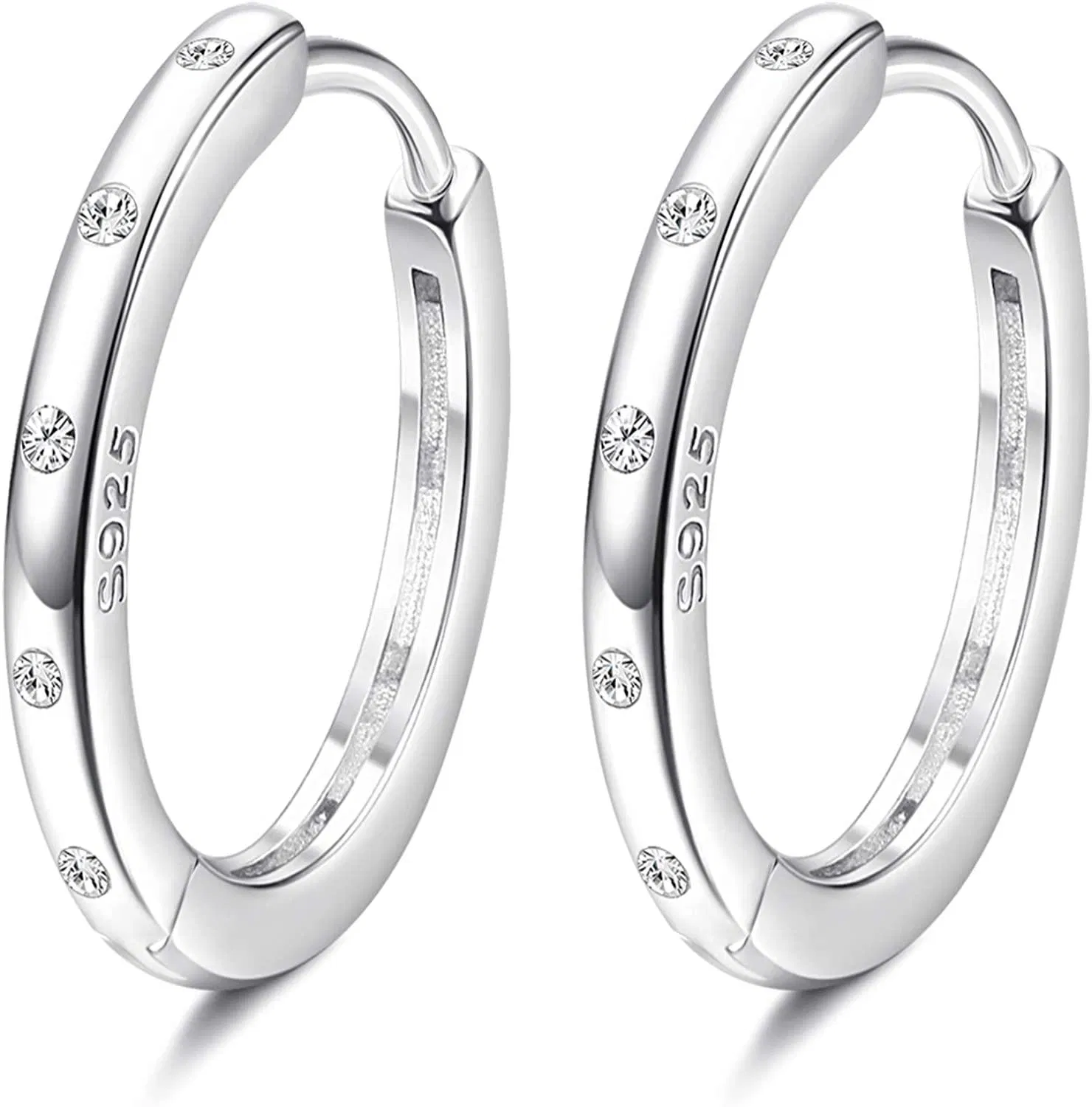 925 Sterling Silber kleine Hoop Ohrringe für Frauen Männer Kubik Zirkonia hypoallergene Huggie Hoop Ohrringe 20mm