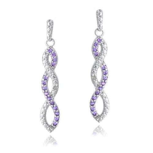 Sterling Silber 1 / 2ct Amethyst & Diamond Accent Triple Infinity Dangle Ohrringe