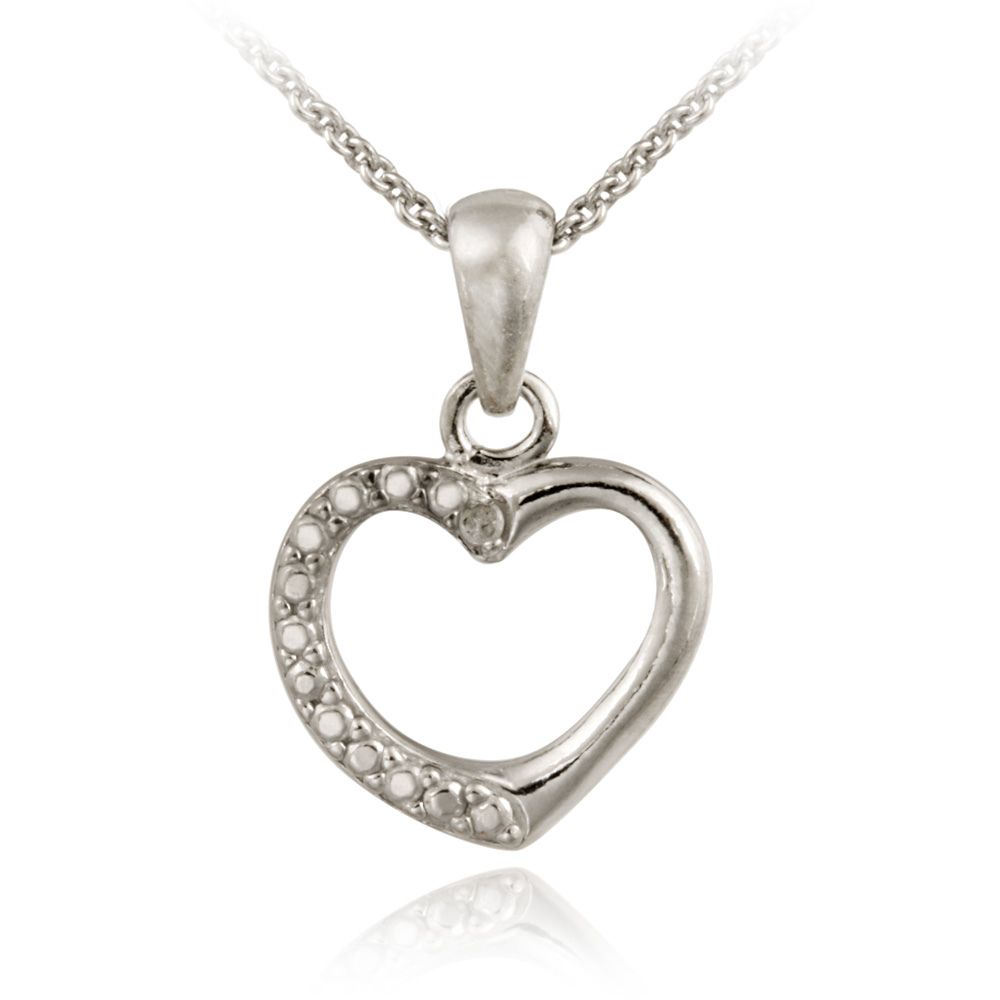 Sterling Silber Diamant Akzent Open Heart Anhänger