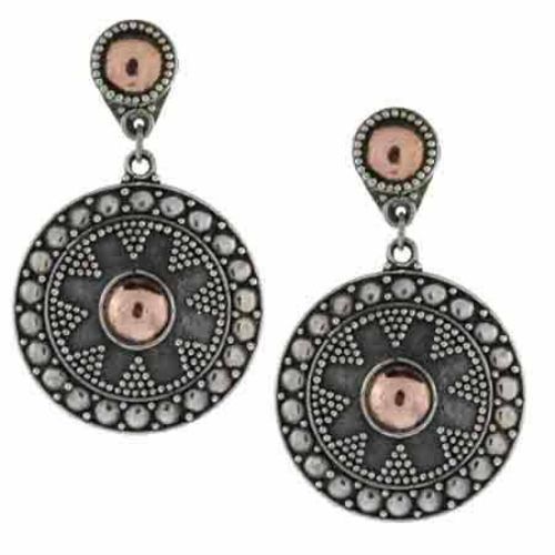 18 Karat Rose Gold über Silber & Sterling Silber Vintage Style Circle Dangle Ohrringe
