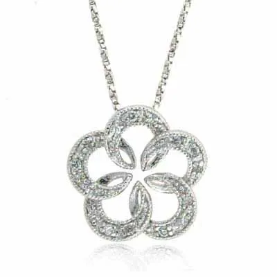Sterling Silber CZ Open Flower Pendant Halskette 18
