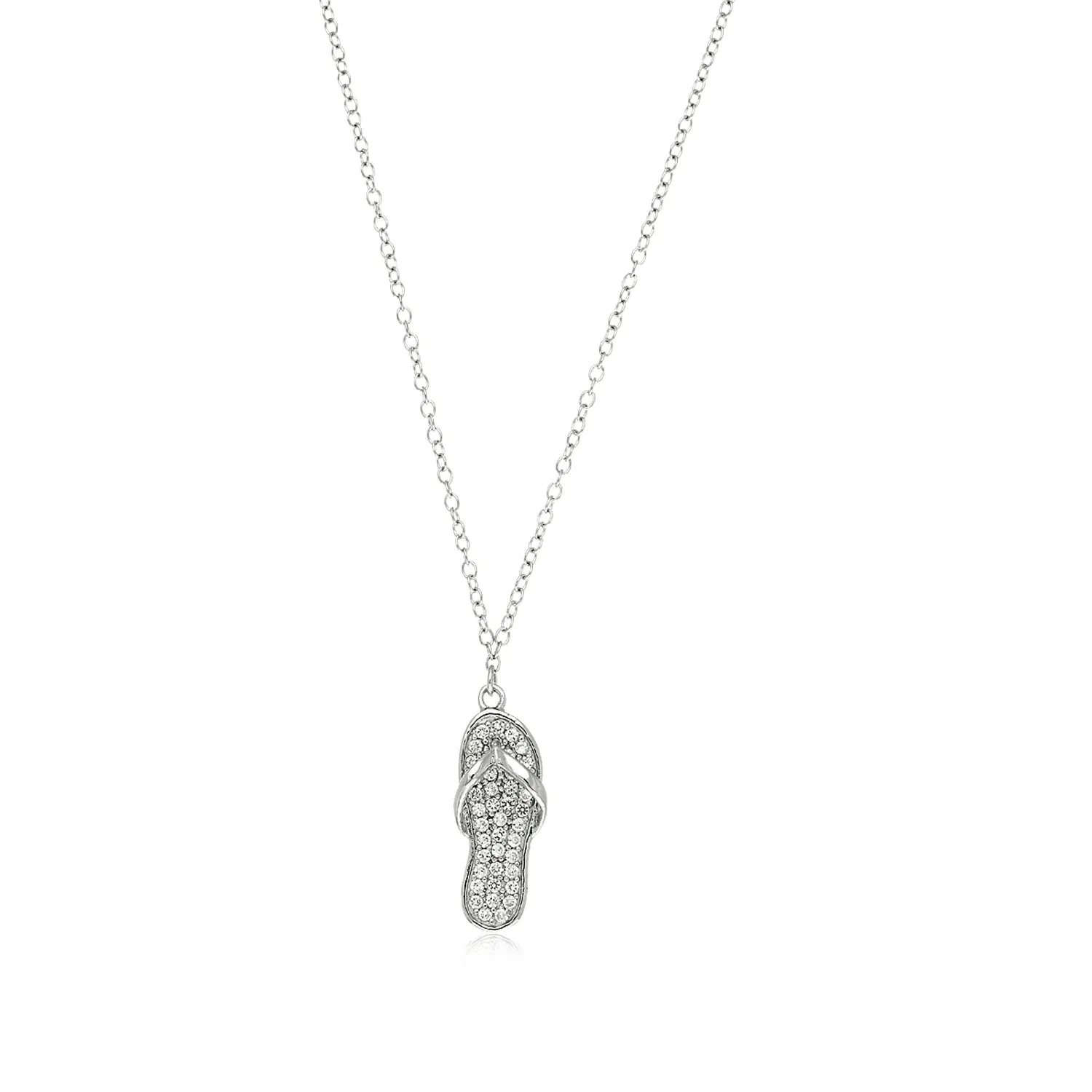 Sterling Silber Flip Flop Halskette mit Cubic Zirkonias