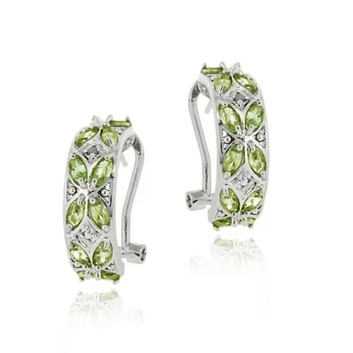 Sterling Silber 4,2 ct. Peridot & Diamond Halbschleife Ohrringe