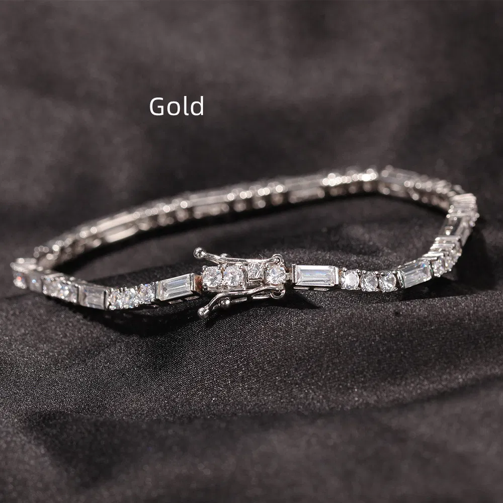 3mm Square Zircon Single Row Fashion Hip Hop Armband
