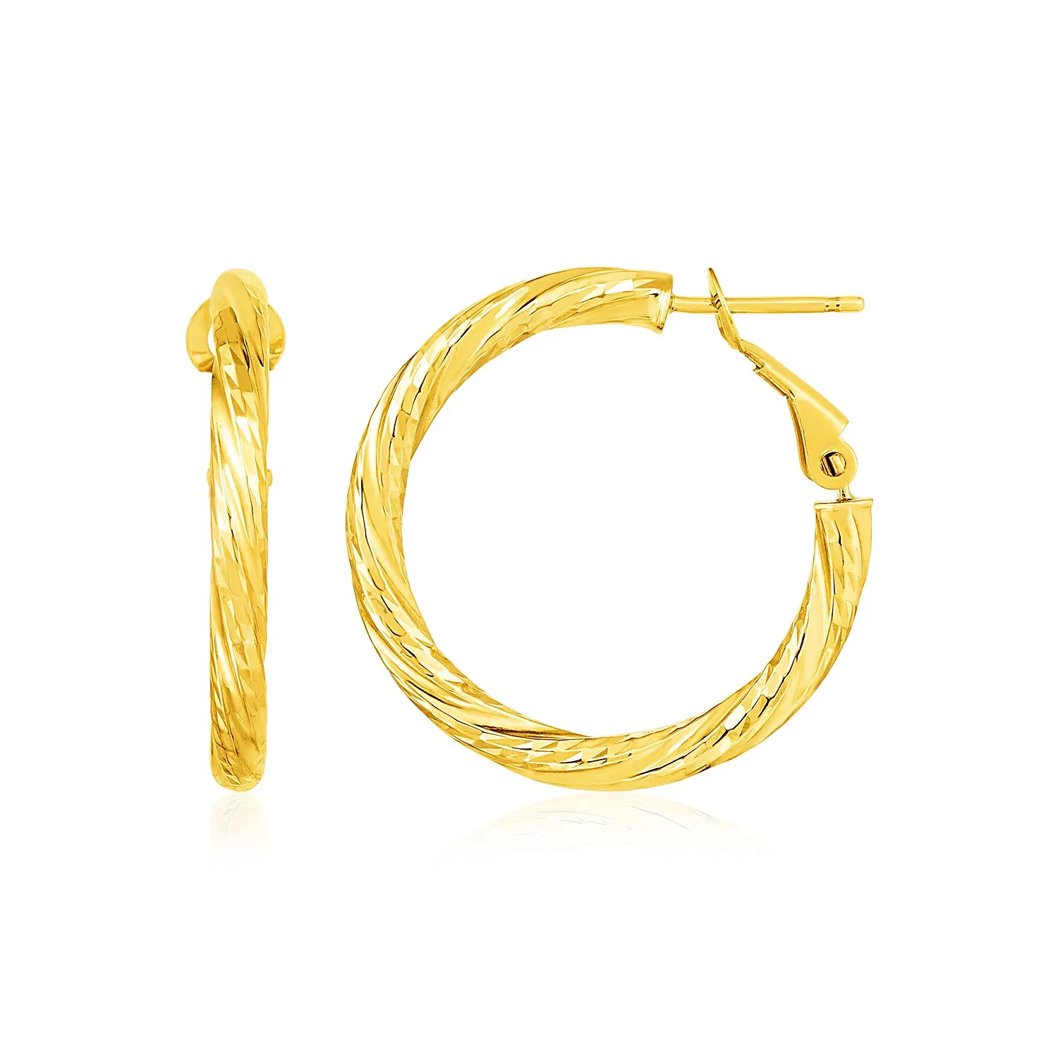 14 Karat Gelbgold Kleine Twisted Round Hoop Ohrringe (3x20mm)