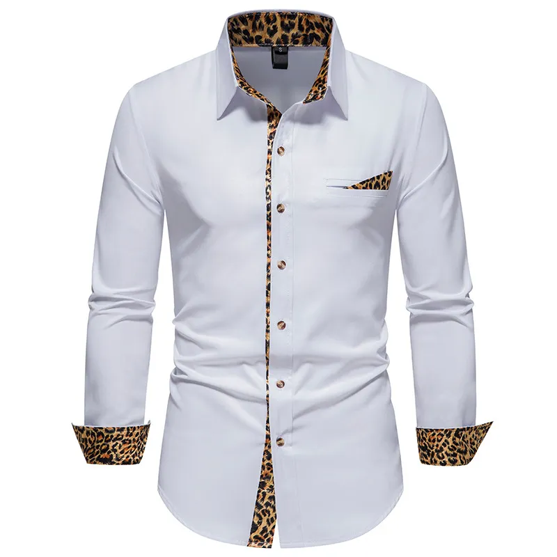 Männer Inneren Kontrast Casual Button Down Dress Shirt Long Sleeve Printed Regular Fit Shirt