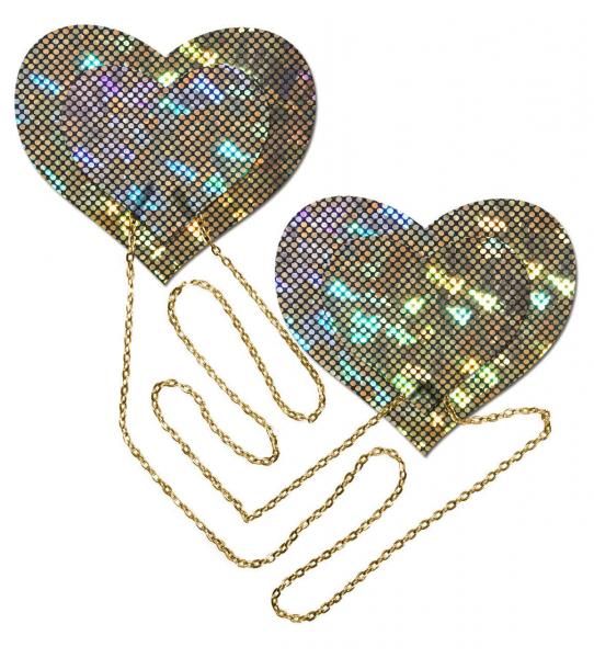 Gold zerbrochen Disco Ball Herz mit Gold Ketten Pasties