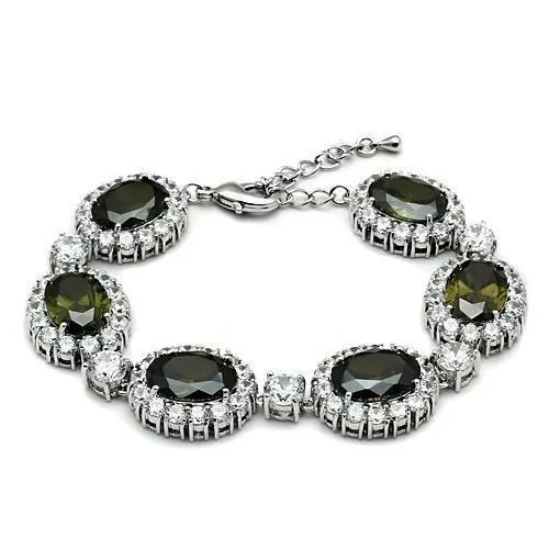 LO2358 - Rhodium-Brass - Armband mit AAA-Klasse CZ in Olivinfarbe