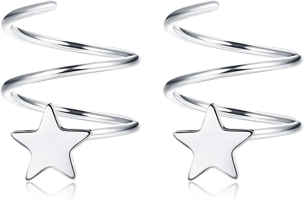 925 Sterling Double Twist Hoop Ohrringe für Frauen Star Heart CZ Mode Ohr Kletterer Wrap Cuff Ohrringe Set