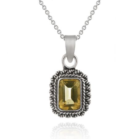 Sterling Silber Anhänger mit Quadrat Echtes Citrine Stein