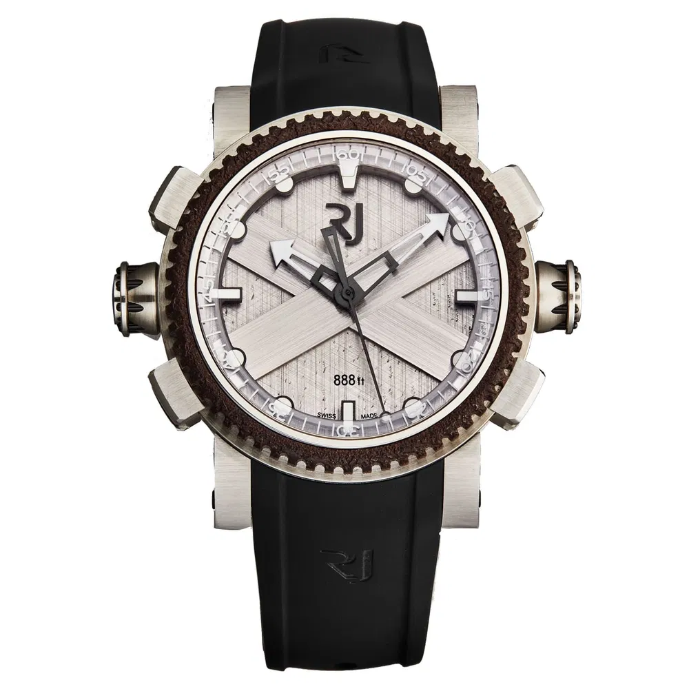 Romain Jerome Männer RJ.T.AU.DI.003.01 'Octopus' Silber Zifferblatt Schwarz Gummi-Armband Titanic Rosted Steel Taucher Automatische Uhr