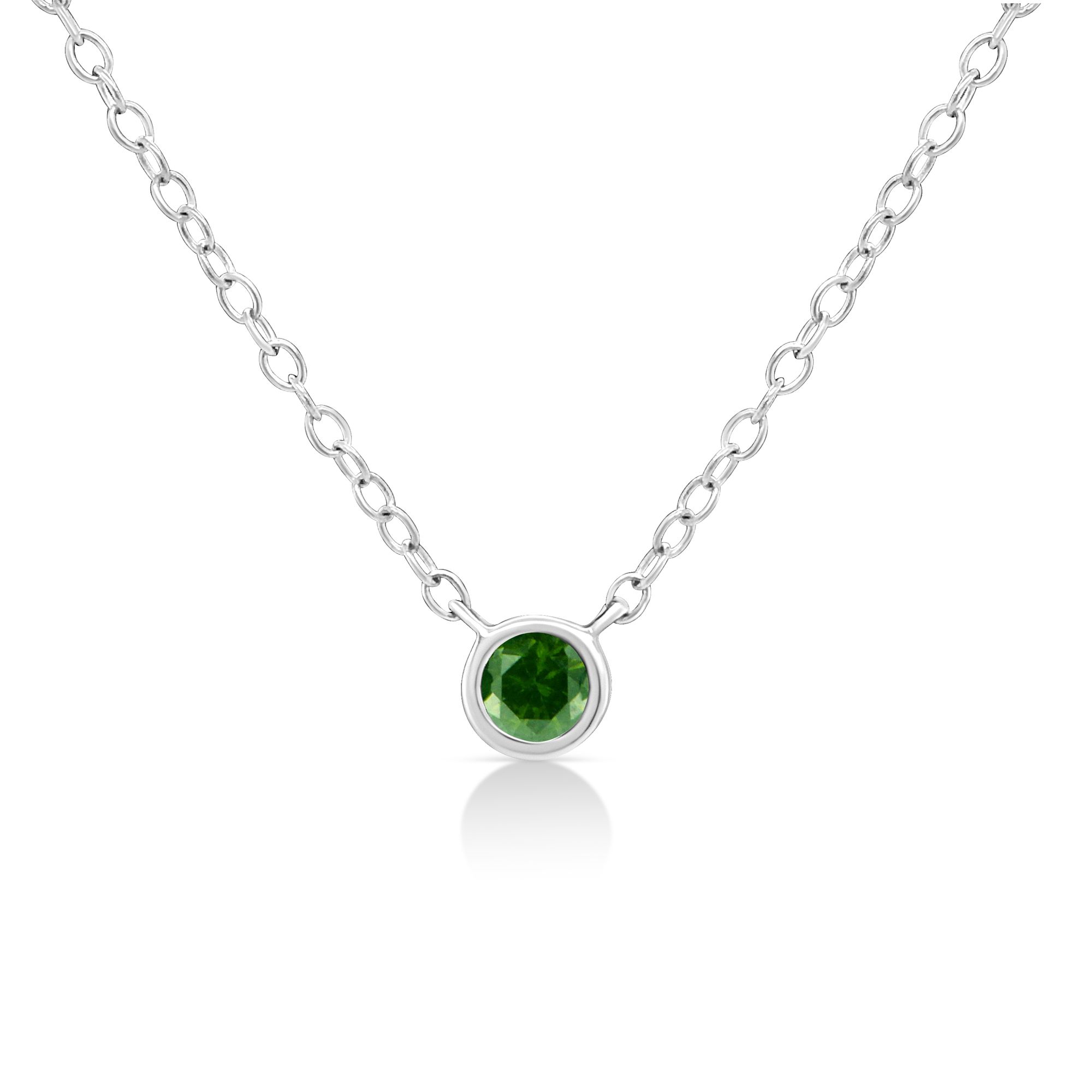 .925 Sterling Silber 1 / 10 Cttw Farbiger Diamant Suspended Bezel-Set Solitaire 16