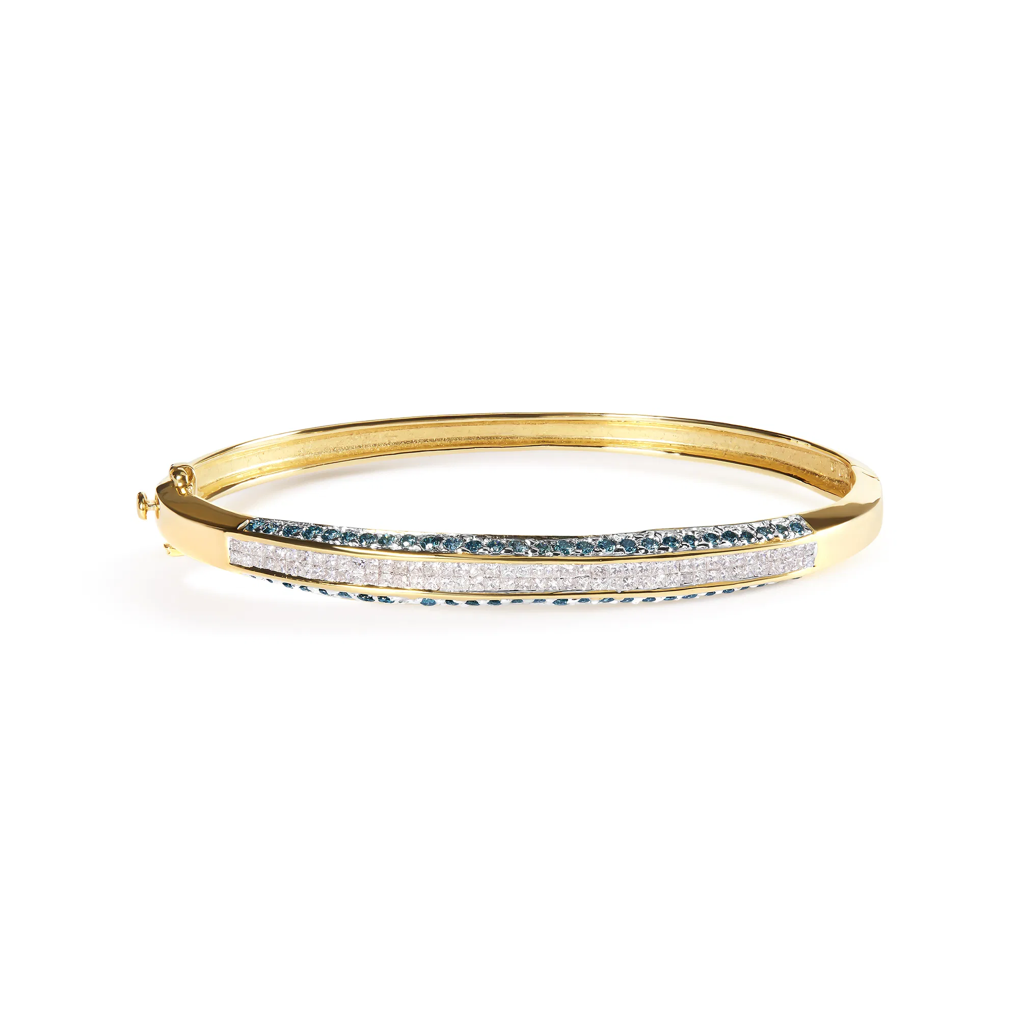 14 Karat Gelbgold 2.0 Cttw behandelt blau und weiß Diamant Armband (H-I Farbe, SI2 - I1 Klarheit) - Größe 7