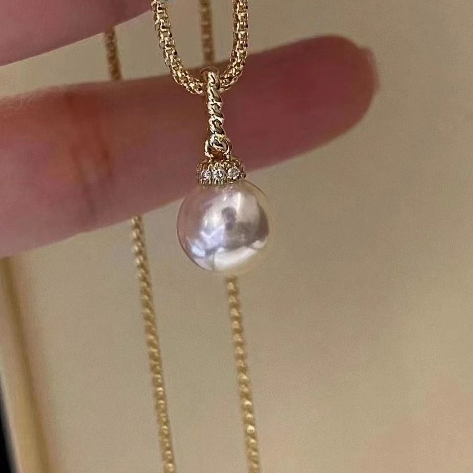 Die Schönheit der Natur in einem Anhänger: 925 Sterling Silber Halskette mit 8 - 8,5 mm Meerwasserweißen Perlen - Perfektes Geburtstagsgeschenk für Frauen