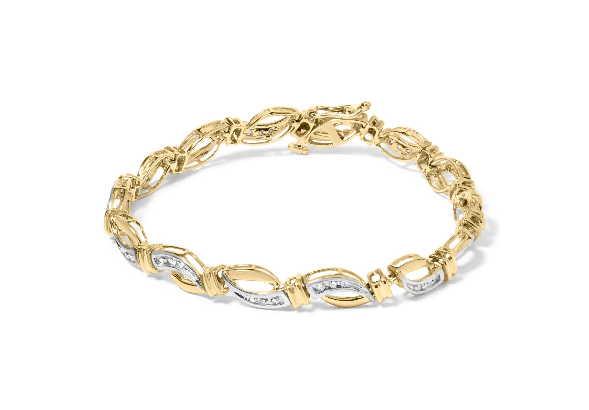 10 Karat Gelb und Weißgold 1 / 2 Cttw Kanal Set Diamant Infinity Link 7